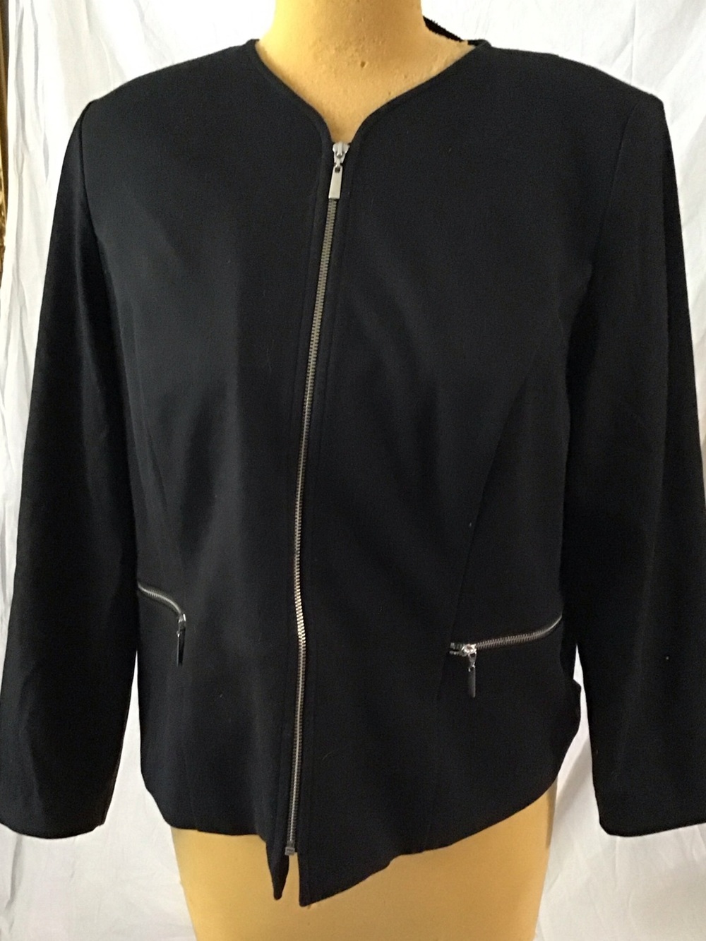 Amanda Smith Black Zip-Front Blazer Jacket